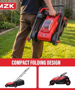 MZK 20V 13 Electric Lawn Mower, Brushless Cordless Lawn Mower with 4-Position Height Adjustment, Walk-Behind Push Mowers with 8 Gallon Grass Bag, 2 x 4.0Ah Batteries & Charger Included, LM13B8 - 7