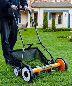 Walensee 18-Inch 5-Blade Push Reel Lawn Mower, Cordless Manual Reel Lawn Mower Walk-Behind Steel Lawn Mowers with Removable 10-Gallon Grass Catcher, Sponge Grip, 9-Position Cutting Height - 7