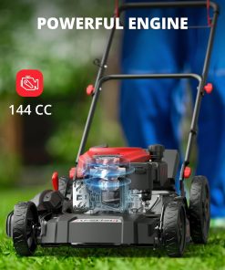21 Inch Gas Push Lawn Mower, 2-in-1 Mulching & Side Discharge, 144cc 4-Stroke OHV Engine, 6-Position Height Adjustment, Lightweight Push Mower for Small to Medium Yards - 4