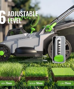 40V Cordless Lawn Mower, Electric Battery Powered 4.0Ah Walk Behind Lawnmower, 17” Cutting Width, 6-Position Height Adjustment, Bagging & Mulching Model, for Garden-Patio-Yark - 4