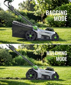 40V Cordless Lawn Mower, Electric Battery Powered 4.0Ah Walk Behind Lawnmower, 17” Cutting Width, 6-Position Height Adjustment, Bagging & Mulching Model, for Garden-Patio-Yark - 6