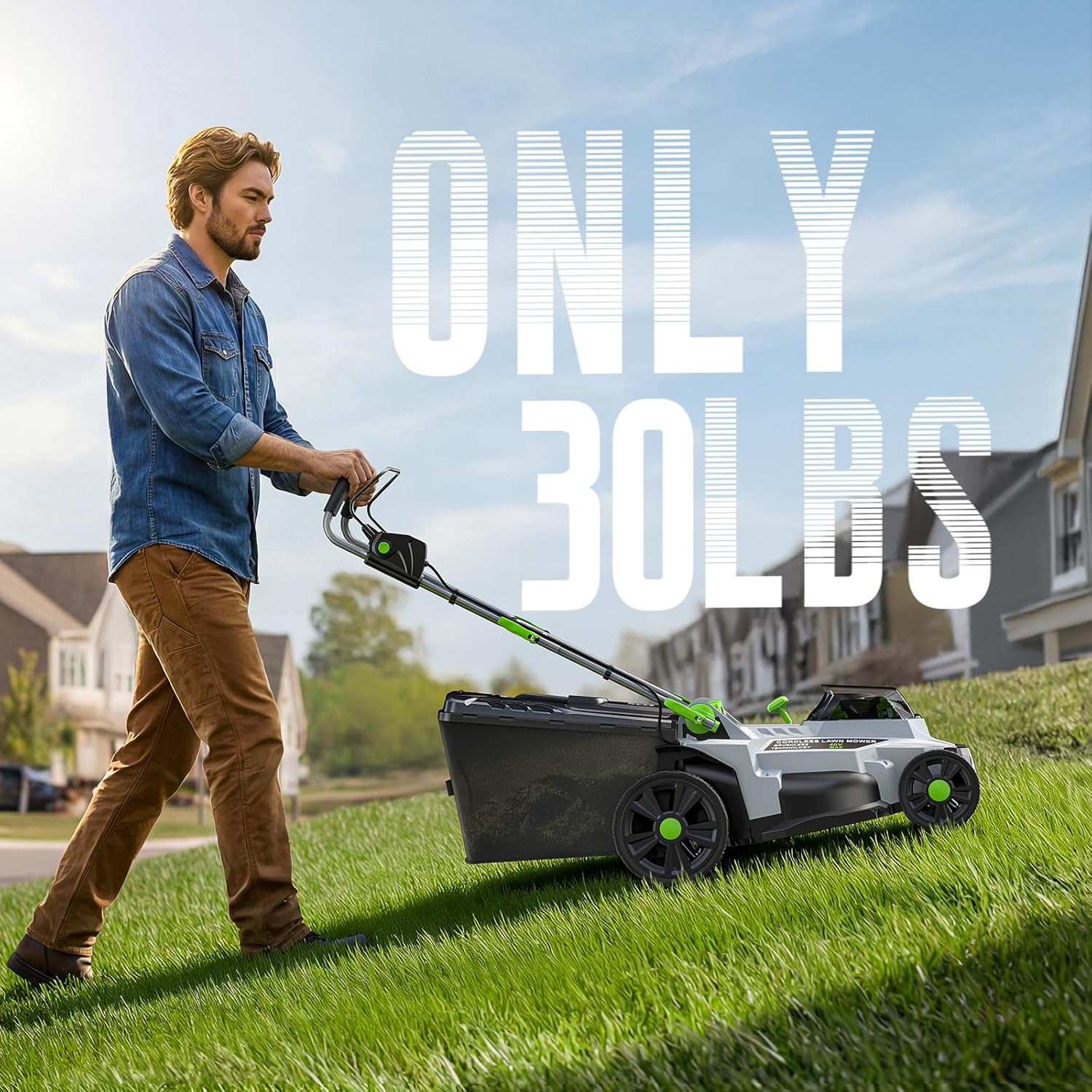40V Cordless Lawn Mower, Electric Battery Powered 4.0Ah Walk Behind Lawnmower, 17” Cutting Width, 6-Position Height Adjustment, Bagging & Mulching Model, for Garden-Patio-Yark - 8