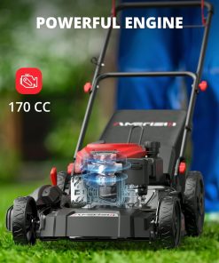Amerisun 21 Self-Propelled Gas Lawn Mower, 170cc OHV Engine with Forced Air-Cooling, 3-in-1 System, Steel Deck, 6-Position Height Adjustment, Foldable Handle - 5
