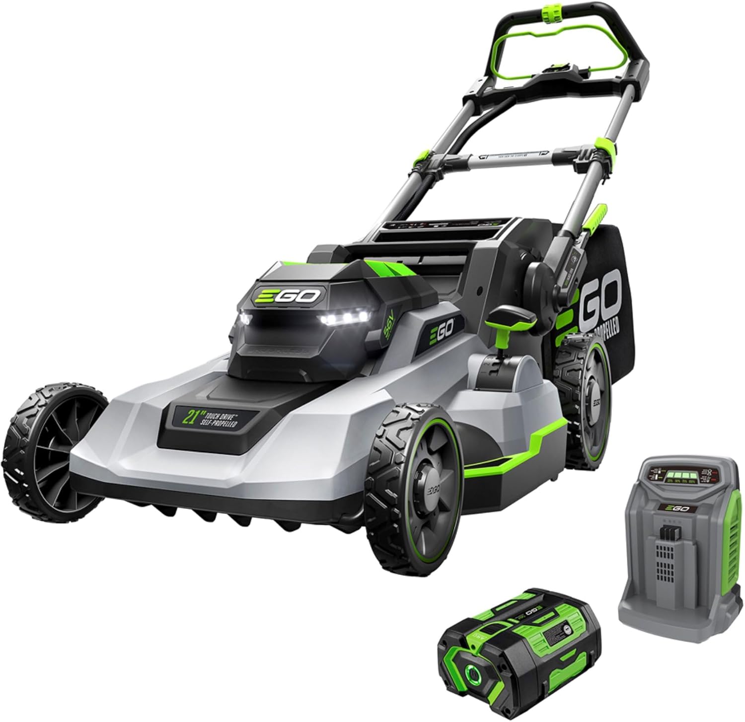 EGO Power+ Electric Lawn Mower, Self-Propelled Cordless with Touch Drive, Includes 56V 7.5Ah Battery and Rapid Charger – LM2125SP - 1
