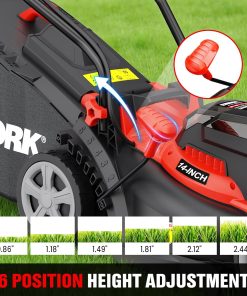EWORK 40V Electric Lawn Mower Cordless, 14 Electric Push Mower with 2x4.0Ah Batteries & Charger, 3800RPM Motor, 6-Height Adjustment, 21Lbs Lightweight Battery Powered Lawnmower for Garden - 5