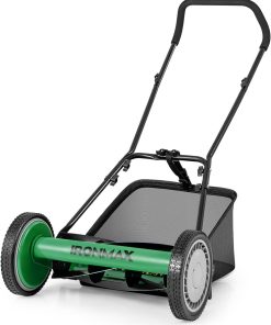 Goplus Manual Lawn Mower, 16 Inch 5-Blade Walk-Behind Cordless Grass Cutter with 7 Gallon Removable Grass Collect Bag, Adjustable Cutting Heights, Push Reel Lawn Mower for Yard, Garden - 1
