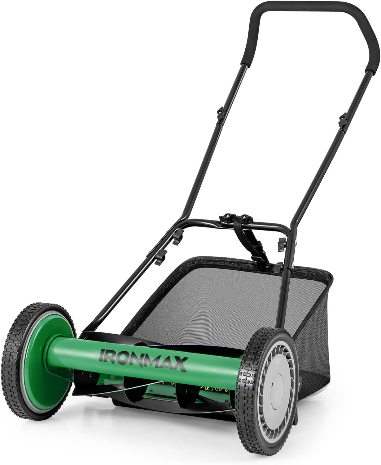 Goplus Manual Lawn Mower, 16 Inch 5-Blade Walk-Behind Cordless Grass Cutter with 7 Gallon Removable Grass Collect Bag, Adjustable Cutting Heights, Push Reel Lawn Mower for Yard, Garden - 1