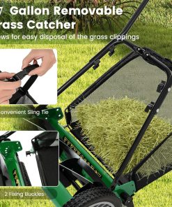 Goplus Manual Lawn Mower, 16 Inch 5-Blade Walk-Behind Cordless Grass Cutter with 7 Gallon Removable Grass Collect Bag, Adjustable Cutting Heights, Push Reel Lawn Mower for Yard, Garden - 3