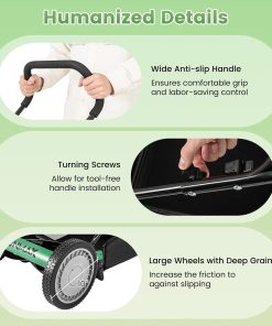 Goplus Manual Lawn Mower, 16 Inch 5-Blade Walk-Behind Cordless Grass Cutter with 7 Gallon Removable Grass Collect Bag, Adjustable Cutting Heights, Push Reel Lawn Mower for Yard, Garden - 6