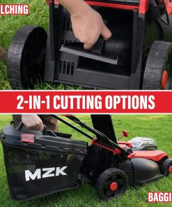 MZK 40V 16 Electric Lawn Mower, 2-in-1 Brushless Cordless Lawn Mower, Walk-Behind Push Mowers with 5-Position Height Adjustment, 2 x 4.0Ah Batteries & Charger Included - 3