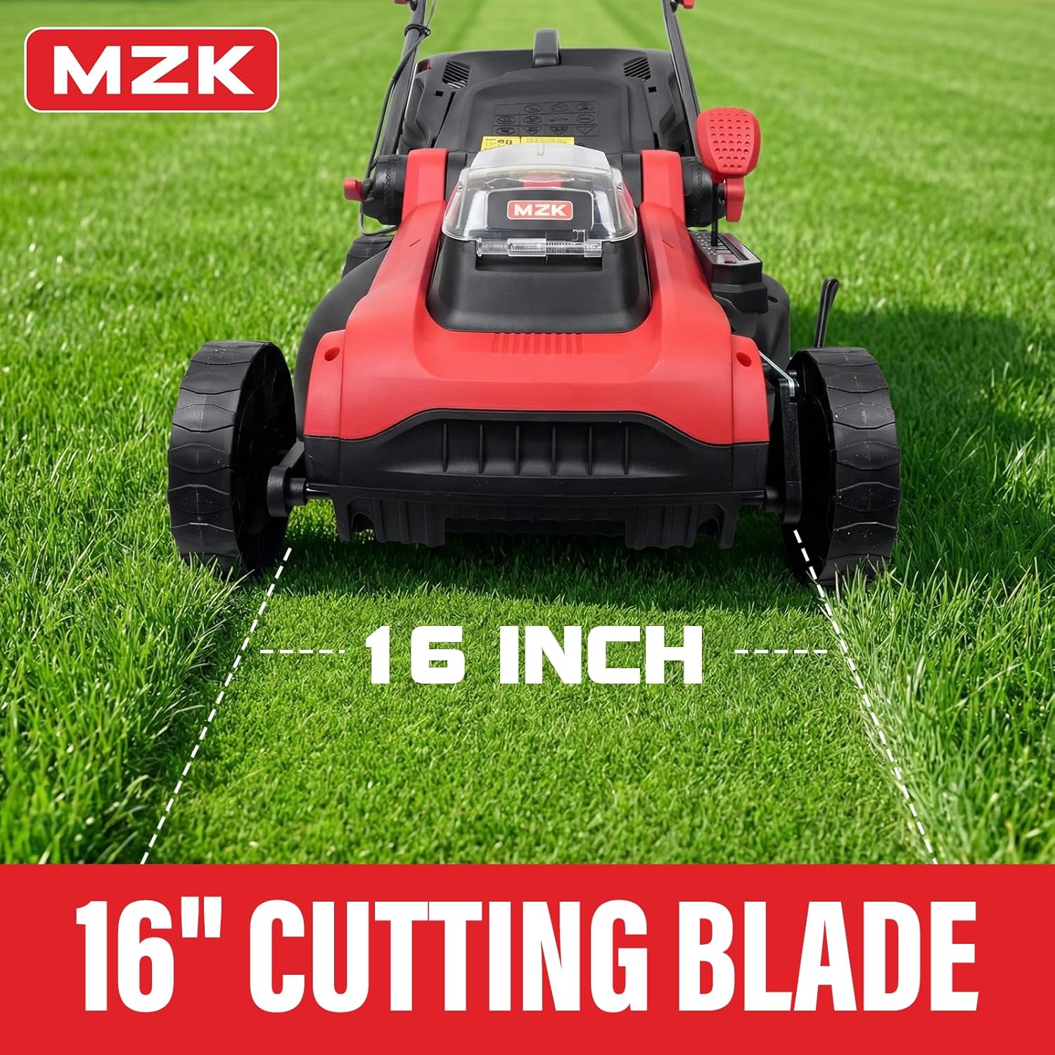 MZK 40V 16 Electric Lawn Mower, 2-in-1 Brushless Cordless Lawn Mower, Walk-Behind Push Mowers with 5-Position Height Adjustment, 2 x 4.0Ah Batteries & Charger Included - 4
