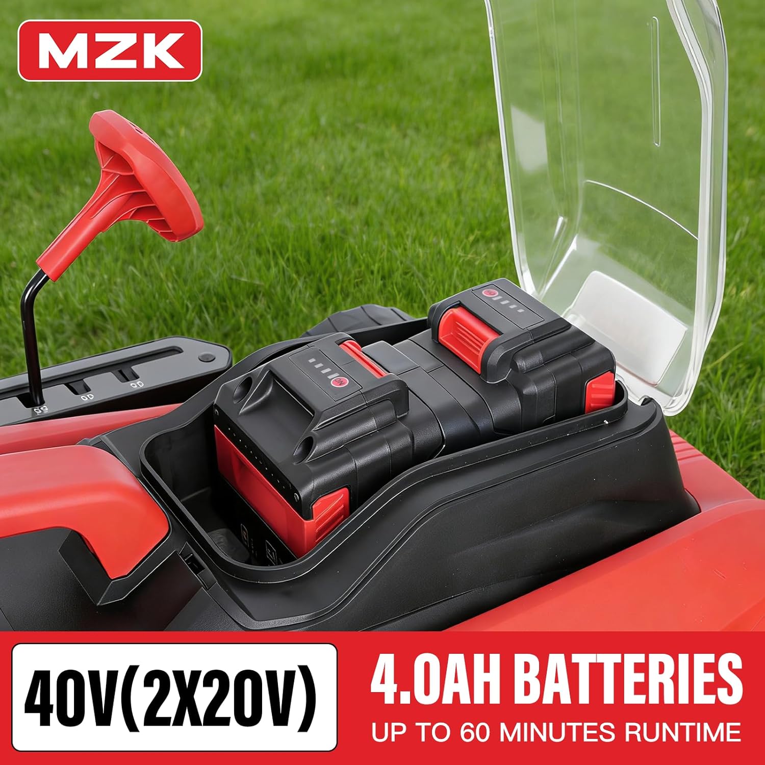 MZK 40V 16 Electric Lawn Mower, 2-in-1 Brushless Cordless Lawn Mower, Walk-Behind Push Mowers with 5-Position Height Adjustment, 2 x 4.0Ah Batteries & Charger Included - 7