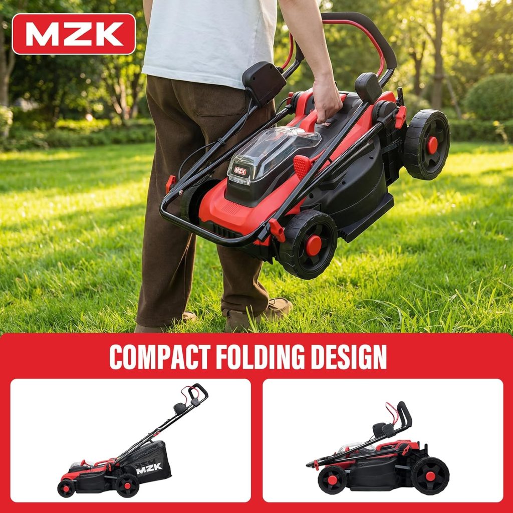 MZK 40V 16 Electric Lawn Mower, 2-in-1 Brushless Cordless Lawn Mower, Walk-Behind Push Mowers with 5-Position Height Adjustment, 2 x 4.0Ah Batteries & Charger Included - 9