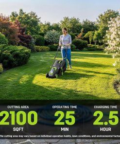 STEELITE 21V 13-Inch Brushless Electric Lawn Mower, Cordless Push Mower with 4.0Ah Battery & Charger, 5-Level Height Adjustment, Mulching-Bagging, for Small Yard - 6
