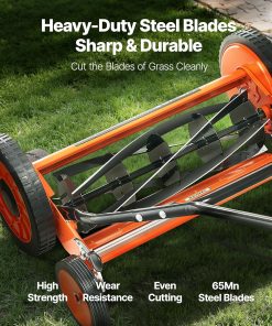 VEVOR Push Reel Lawn Mower 18 inch, 5 Blades Manual Push Mower No Motor, 1.37-2.44 in Adjustable Cutting Height, Walk-Behind Lawn Mowers with Grass Catcher Bag for Green Lawns - 3