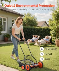 VEVOR Push Reel Lawn Mower 18 inch, 5 Blades Manual Push Mower No Motor, 1.37-2.44 in Adjustable Cutting Height, Walk-Behind Lawn Mowers with Grass Catcher Bag for Green Lawns - 7