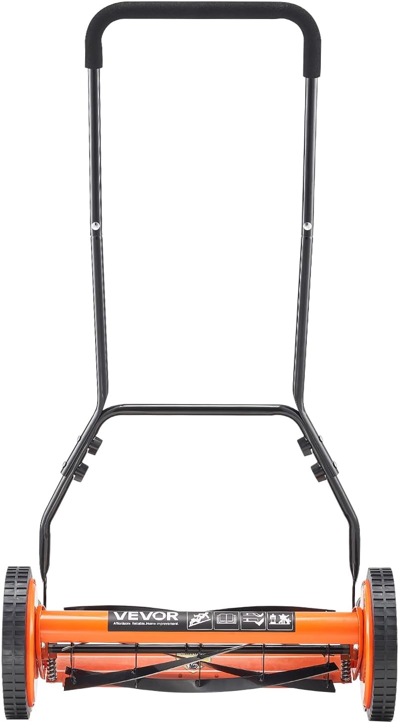 VEVOR Push Reel Lawn Mower 18 inch, 5 Blades Manual Push Mower No Motor, 1.37-2.44 in Adjustable Cutting Height, Walk-Behind Lawn Mowers with Grass Catcher Bag for Green Lawns - 9