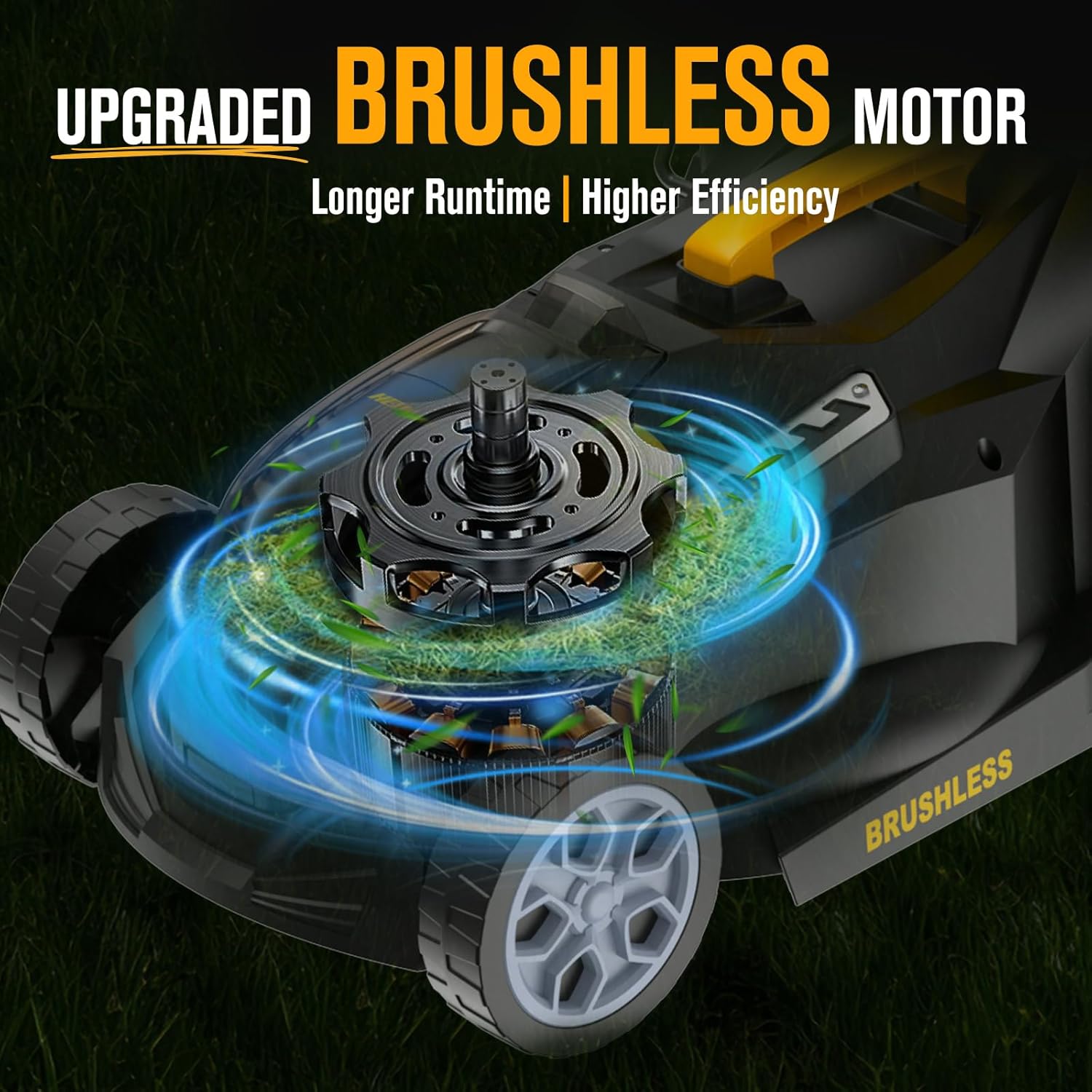 14" Cordless Lawn Mower Compatible with Dewalt 20V MAX Battery, 2-in-1 Brushless Electric Lawn Mower for Small Yards, Push Mowers with 5-Position Height Adjustment, Black (Tool Only) - Image 4