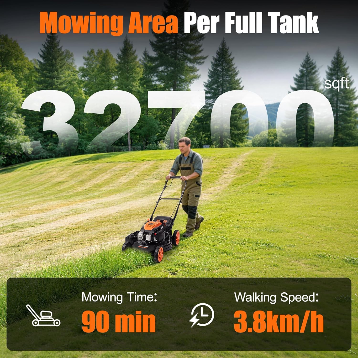 21" Self-Propelled Gas Lawn Mower, 170cc 4-Stroke Engine, 7-Position Cutting Height, 3-in-1 Versatile Mulching Bagging Discharging, 1.9 Bushels Large Grass Collector - Image 5