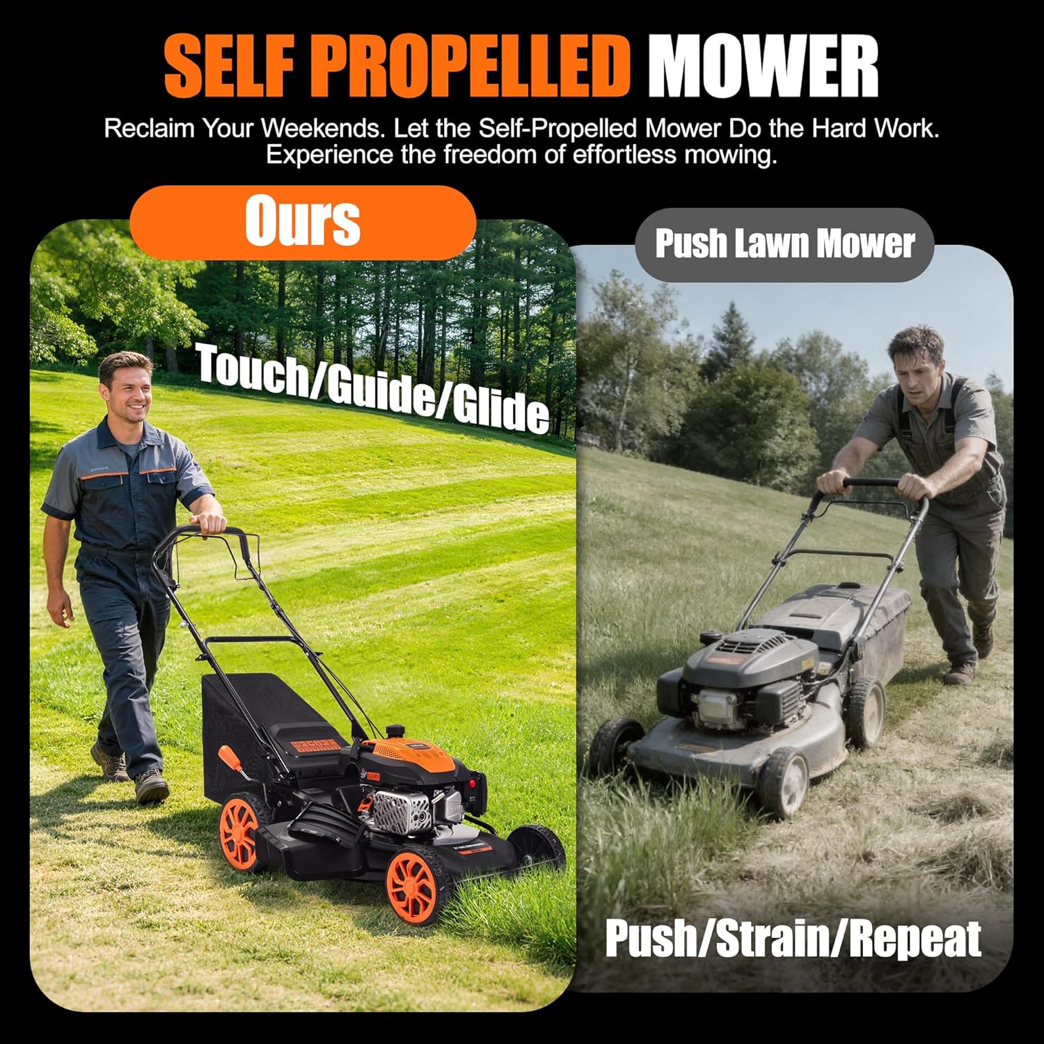 21" Self-Propelled Gas Lawn Mower, 170cc 4-Stroke Engine, 7-Position Cutting Height, 3-in-1 Versatile Mulching Bagging Discharging, 1.9 Bushels Large Grass Collector - Image 8
