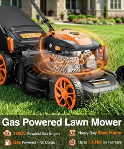 Alternative view of 21" Self-Propelled Lawn Mower Gas, 170CC 4-in-1 Mulch/Rear Bag/Side Discharge/Rear Discharge, Walk-Behind Lawnmower with 7-Position Cutting Height, Foldable Gas Lawn Mowers for Yard Garden