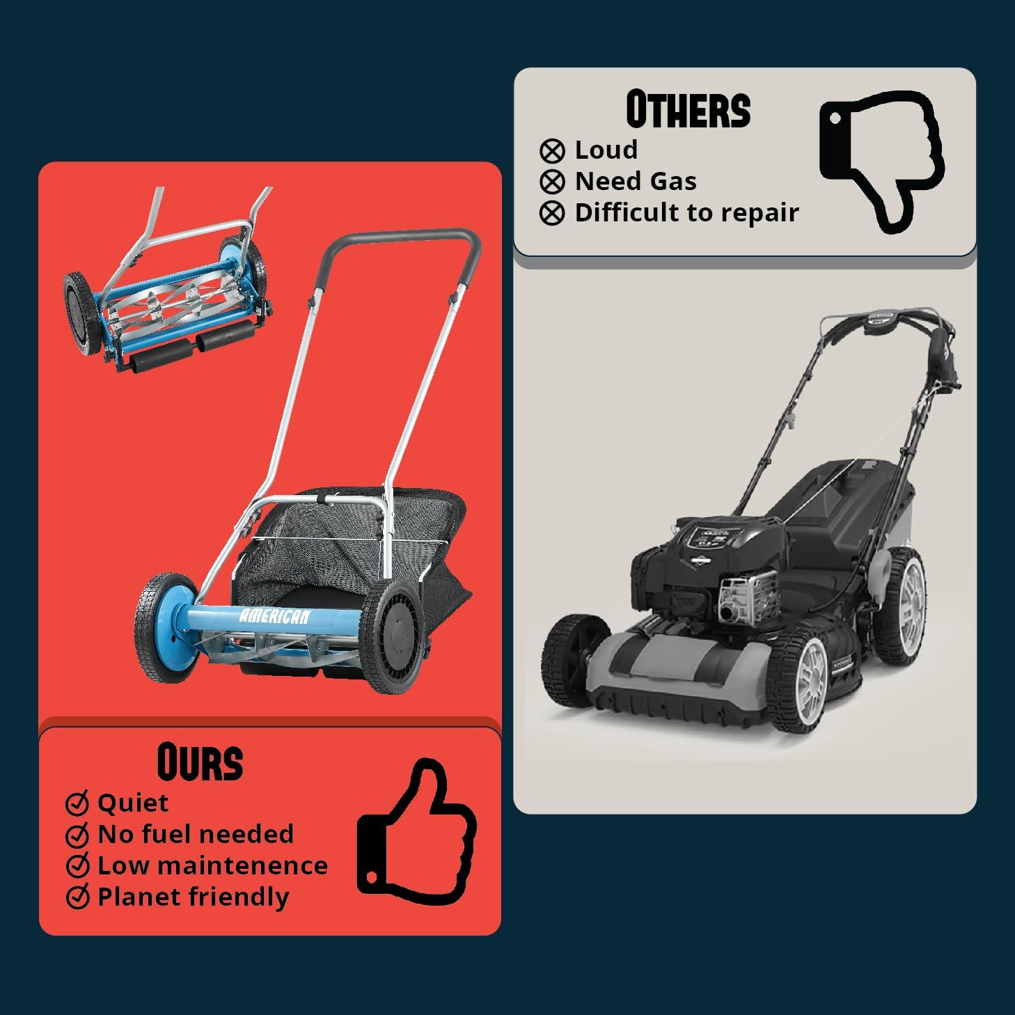 American Lawn Mower Company 1804-18 18-Inch 5-Blade Walk Behind Reel Lawn Mower with Grass Catcher - Image 5