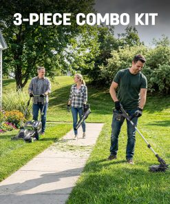 Alternative view of STEELITE 40V 17-inch Electric Lawn Mower, 12-Inch Cordless String Trimmer and 500CFM Leaf Blower Combo, Cordless Lawn Mower Set with 3x4.0Ah Batteries and Dual Chargers