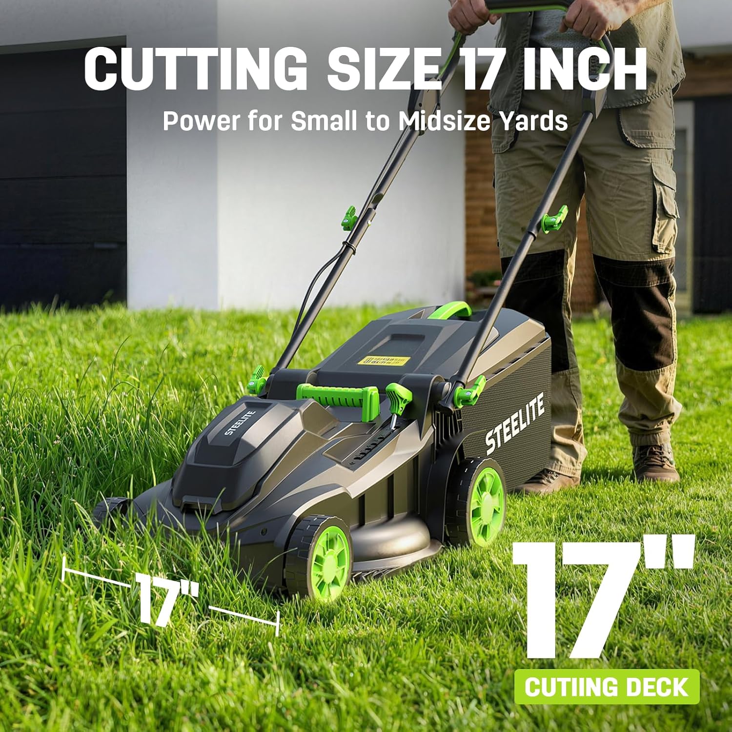 STEELITE 40V 17-inch Electric Lawn Mower, 12-Inch Cordless String Trimmer and 500CFM Leaf Blower Combo, Cordless Lawn Mower Set with 3x4.0Ah Batteries and Dual Chargers - Image 3
