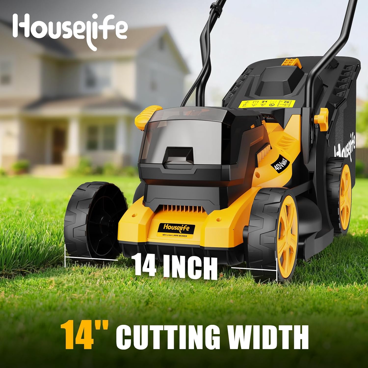 40V Cordless Lawn Mower Compatible with Dewalt 2x20V MAX Battery, 14 Inch Electric Lawn Mower with 35L Grass Bag, 6-Position Height Adjustment, Foldable Push Mower for Yard (Tool Only) - Image 6