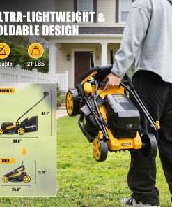 Alternative view of 40V Cordless Lawn Mower Compatible with Dewalt 2x20V MAX Battery, 14 Inch Electric Lawn Mower with 35L Grass Bag, 6-Position Height Adjustment, Foldable Push Mower for Yard (Tool Only)