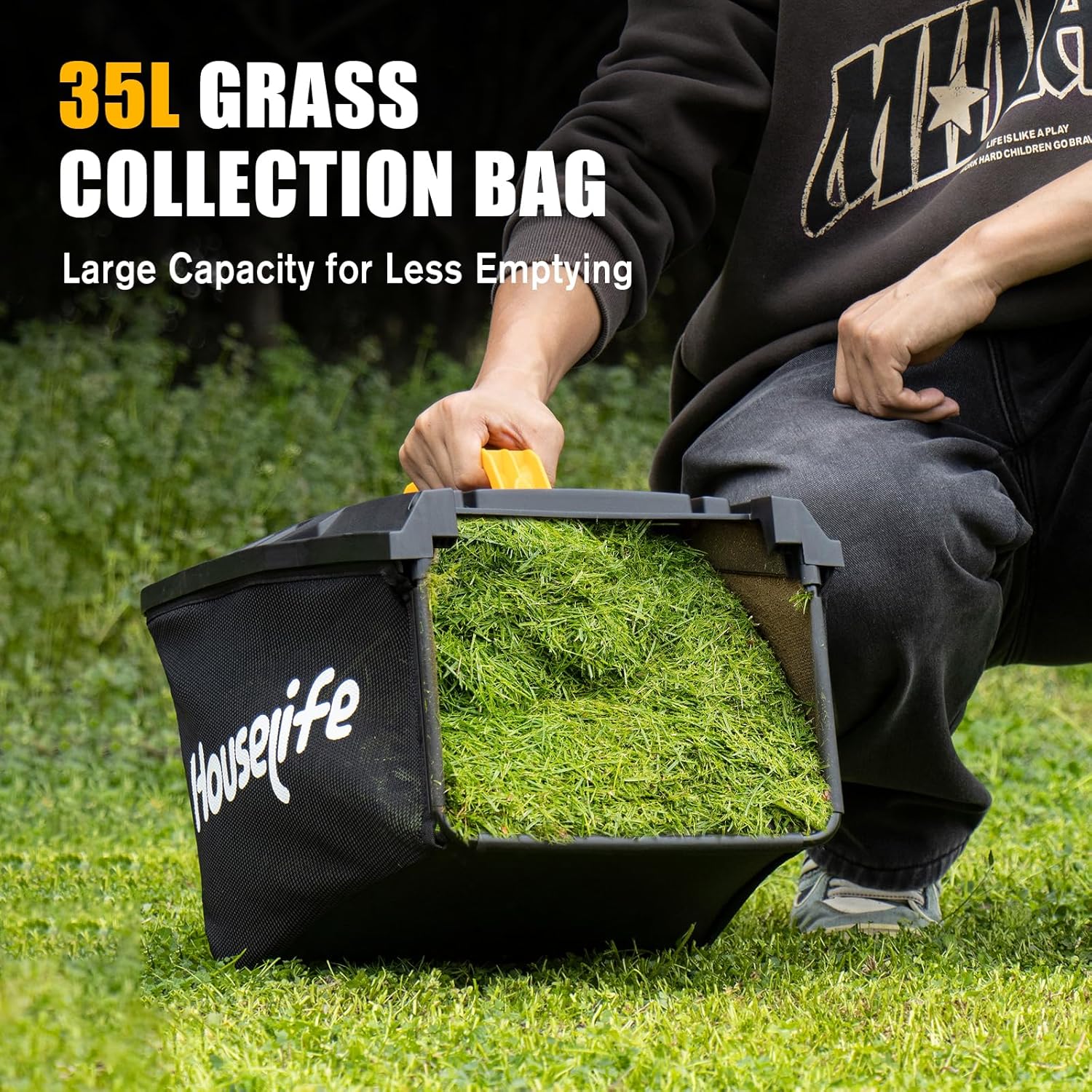 40V Cordless Lawn Mower Compatible with Dewalt 2x20V MAX Battery, 14 Inch Electric Lawn Mower with 35L Grass Bag, 6-Position Height Adjustment, Foldable Push Mower for Yard (Tool Only) - Image 3