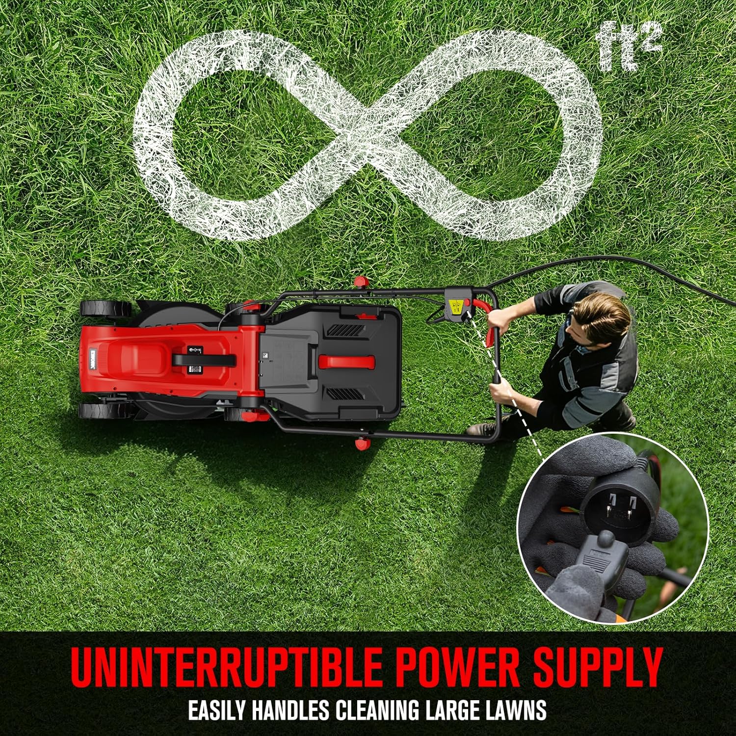 EWORK Corded Electric Lawn Mower 14-Inch, 11Amp Electric Push Mower with 30L Collection Bag, 4-Height Adjustment, Lightweight Lawnmower for Garden, Yard - Image 6