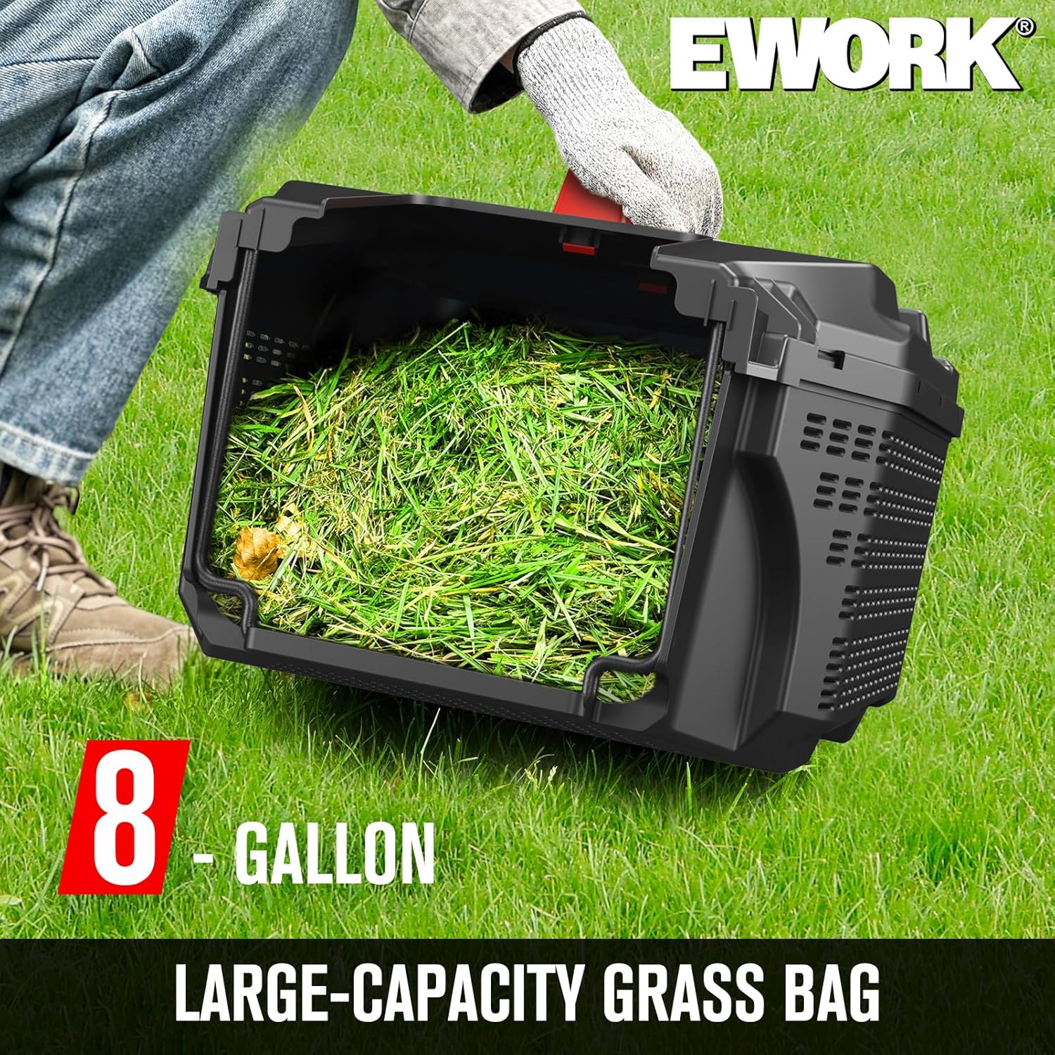 EWORK Corded Electric Lawn Mower 14-Inch, 11Amp Electric Push Mower with 30L Collection Bag, 4-Height Adjustment, Lightweight Lawnmower for Garden, Yard - Image 3