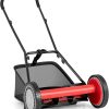 IRONMAX Lawn Mower, 16 Inch Push Reel Lawn Mower with 5 Steel Blades, Adjustable Cutting Heights, Grass Catcher Bag, Walk-Behind Manual Lawnmower for Garden Park Yard, No Motor (Red, 16 Inch) - 1