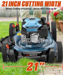 Alternative view of SENIX 21-Inch Gas Lawn Mower, 144cc 4-Cycle Engine, 2-in-1 Mulching & Side Discharge, 6-Position Height Adjustment, Push Walk-Behind Mower for Residential Yard & Garden