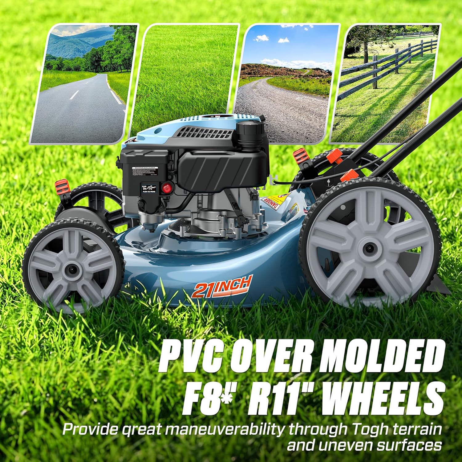 SENIX 21-Inch Gas Lawn Mower, 144cc 4-Cycle Engine, 2-in-1 Mulching & Side Discharge, 6-Position Height Adjustment, Push Walk-Behind Mower for Residential Yard & Garden - Image 5