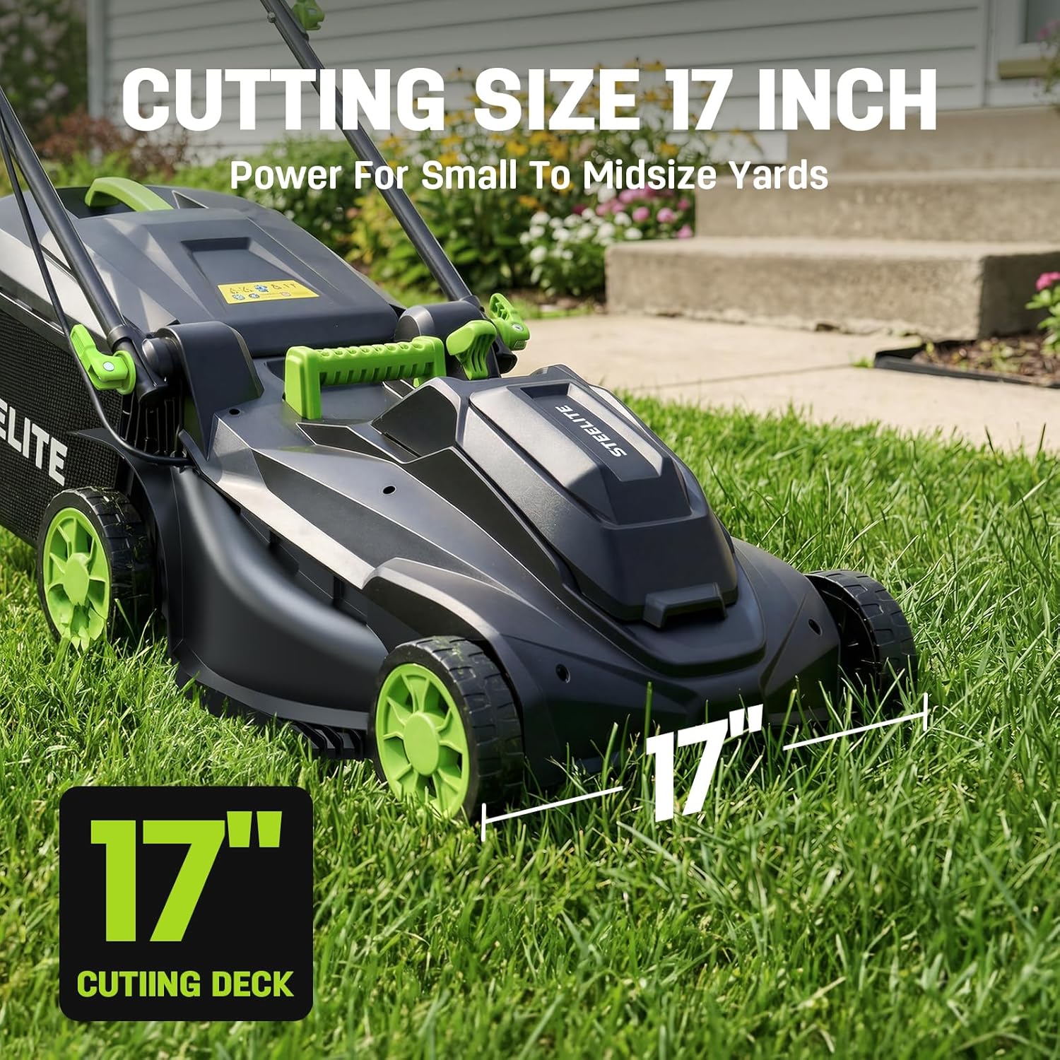 STEELITE 40V(2x20V) 17 Inch Electric Lawn Mower, Brushless Mower with 6-Height Adjustment for Medium and Small Yard Care, 2-in-1 Bagging & Mulching, Includes 2X 4.0Ah Batteries & Charger - Image 9