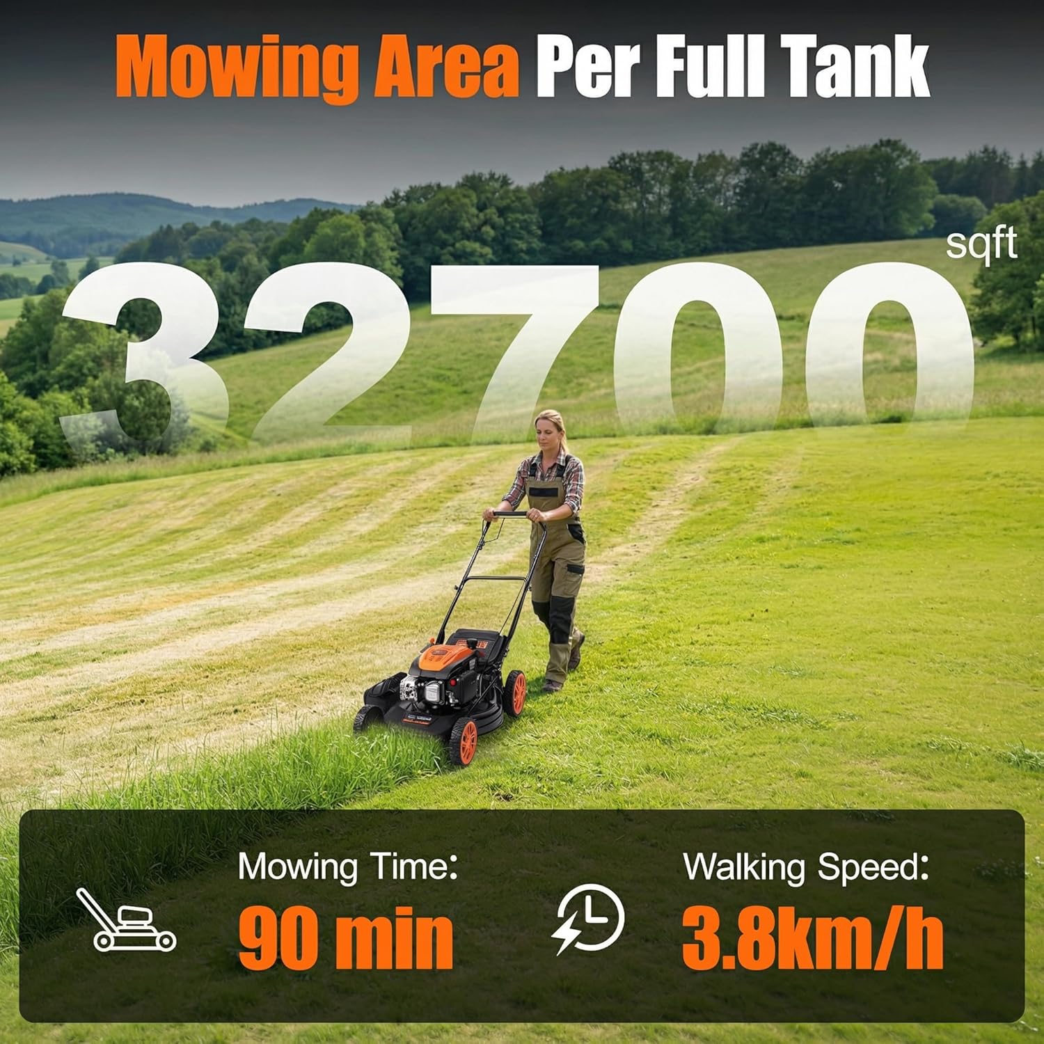 Self-Propelled Gas Lawn Mower - 21 inch with 170cc 4-Stroke Engine, 7-Position Cutting Height, 3-in-1 Versatile Mulching Bagging Discharging, 1.9 Bushels Large Grass Collector, EPA Compliment - Image 9