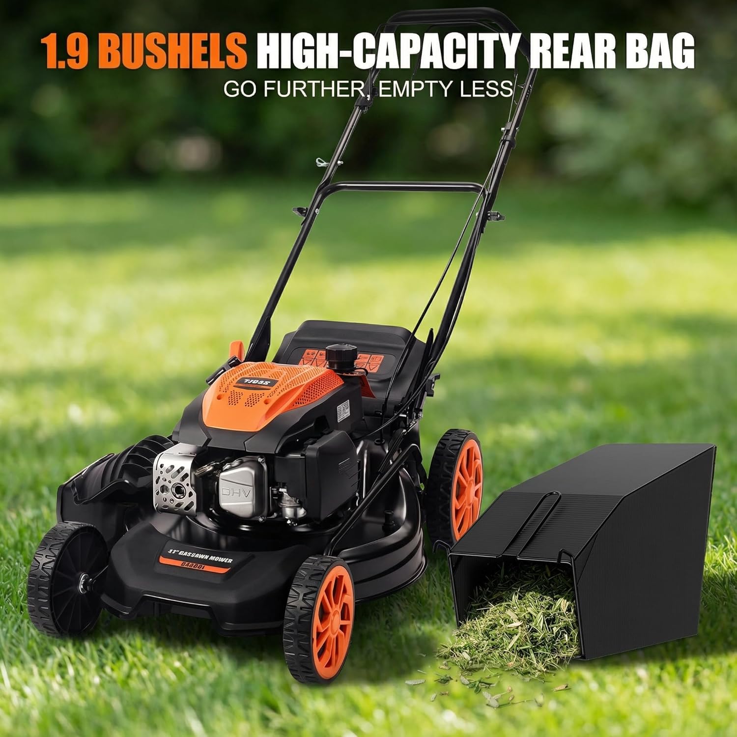 Self-Propelled Gas Lawn Mower - 21 inch with 170cc 4-Stroke Engine, 7-Position Cutting Height, 3-in-1 Versatile Mulching Bagging Discharging, 1.9 Bushels Large Grass Collector, EPA Compliment - Image 8