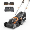 WORX Cordless Lawn Mower, 14 40V Electric Mower with Brushless Motor, Lightweight 2 in 1 Push Lawn Mower with 6-Position Height Adjustment for Small Yards, 2 Batteries & Charger Included, WG735 - 1