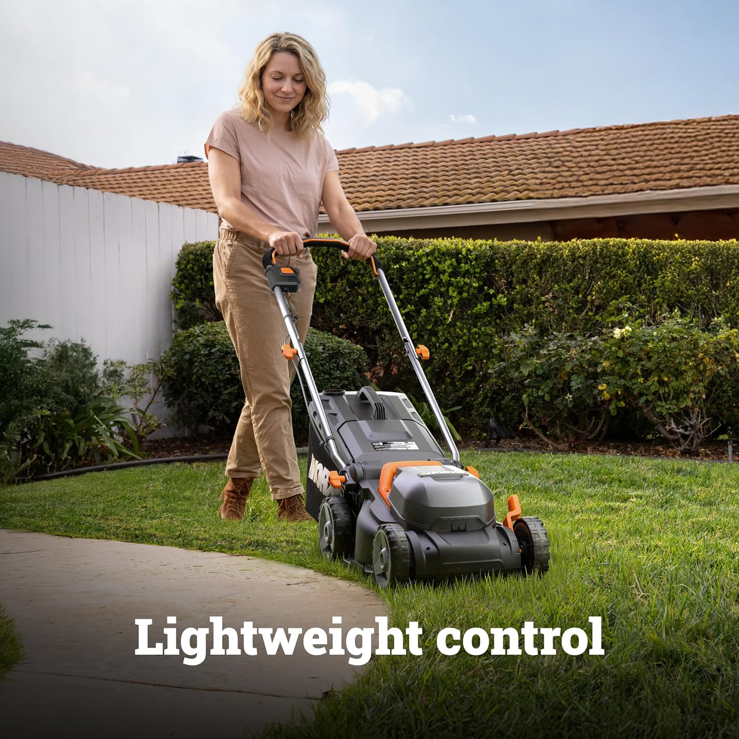 WORX Cordless Lawn Mower, 14" 40V Electric Mower with Brushless Motor, Lightweight 2 in 1 Push Lawn Mower with 6-Position Height Adjustment for Small Yards, 2 Batteries & Charger Included, WG735 - Image 6