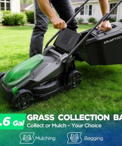 Alternative view of 14" Cordless Lawn Mower, 20V Lightweight Push Mower with 2×5.0Ah Battery, Ultra-Quiet Motor for Small Yards, Lawn Care, Backyard Maintenance