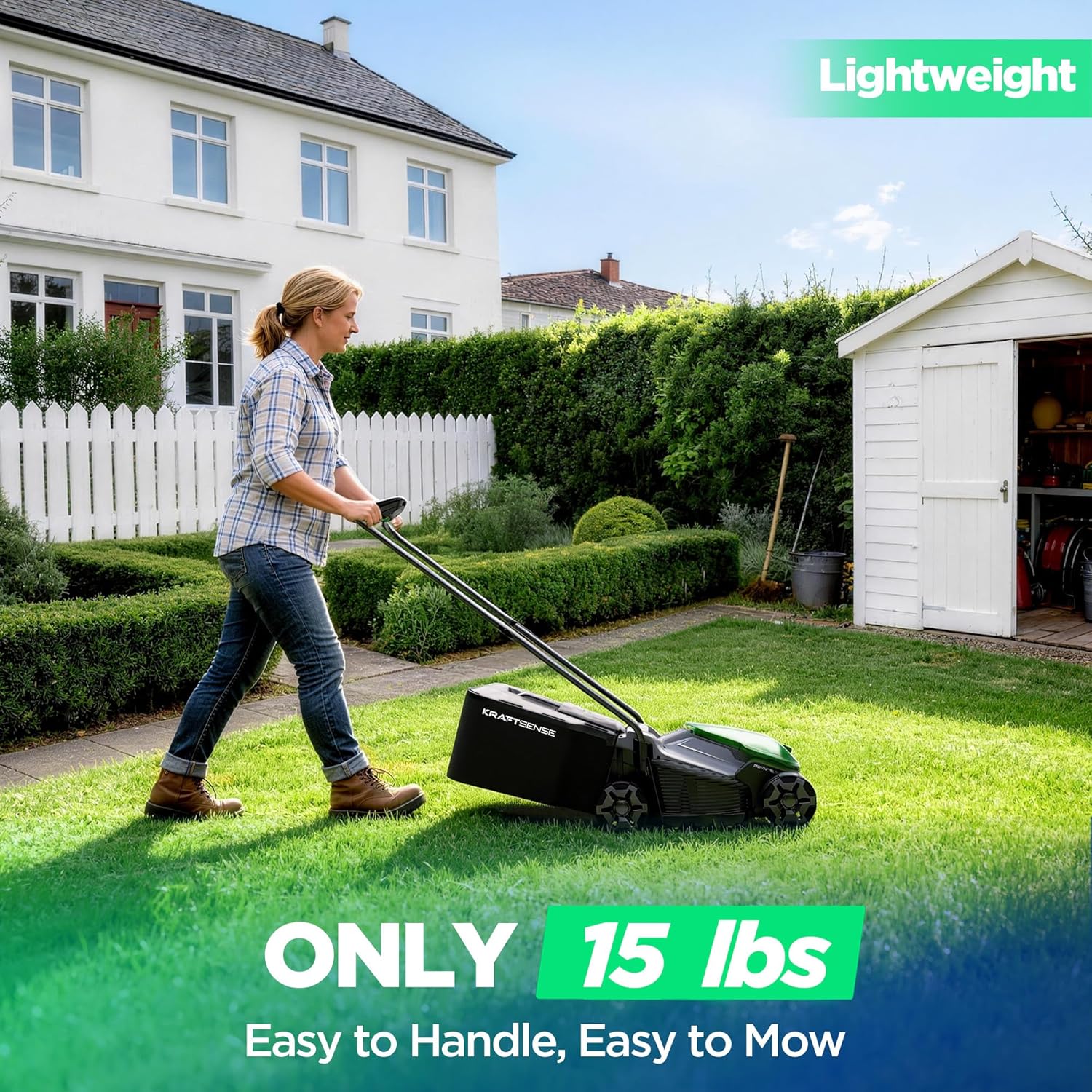 14" Cordless Lawn Mower, 20V Lightweight Push Mower with 5.0Ah Battery, Ultra-Quiet Motor for Small Yards, Lawn Care, Backyard Maintenance - Image 8