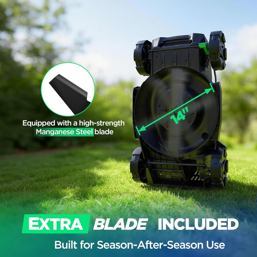 14" Cordless Lawn Mower, 20V Lightweight Push Mower with 5.0Ah Battery, Ultra-Quiet Motor for Small Yards, Lawn Care, Backyard Maintenance