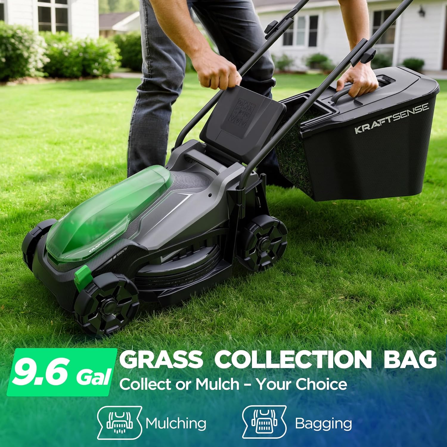 14" Cordless Lawn Mower, 20V Lightweight Push Mower with 5.0Ah Battery, Ultra-Quiet Motor for Small Yards, Lawn Care, Backyard Maintenance - Image 5