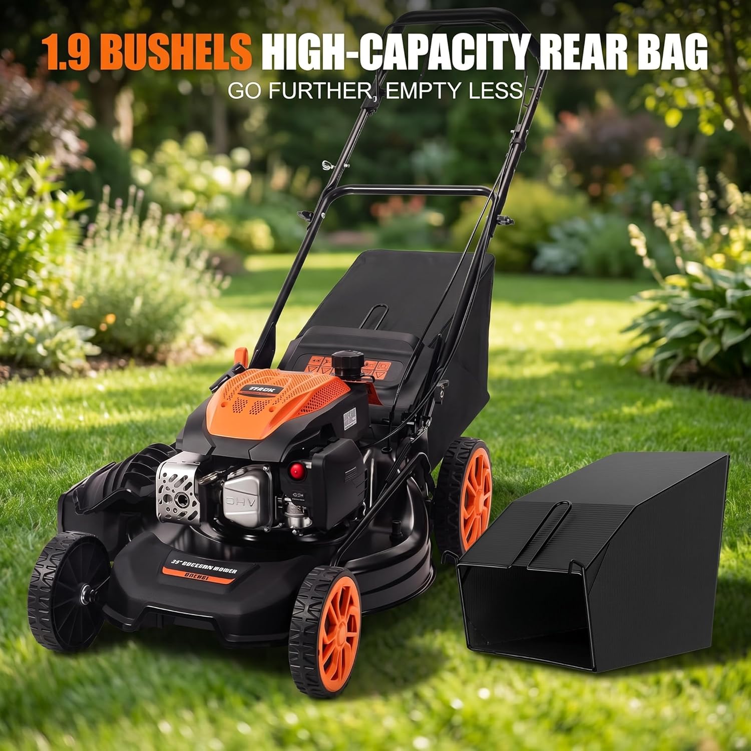 21" Self-Propelled Gas Lawn Mower – 170CC 4-Stroke Engine, 7 Cutting Heights, 3-in-1 Mulch/Bag/Discharge, 1.9-Bushel Large Grass Collector, EPA Compliant - Image 2