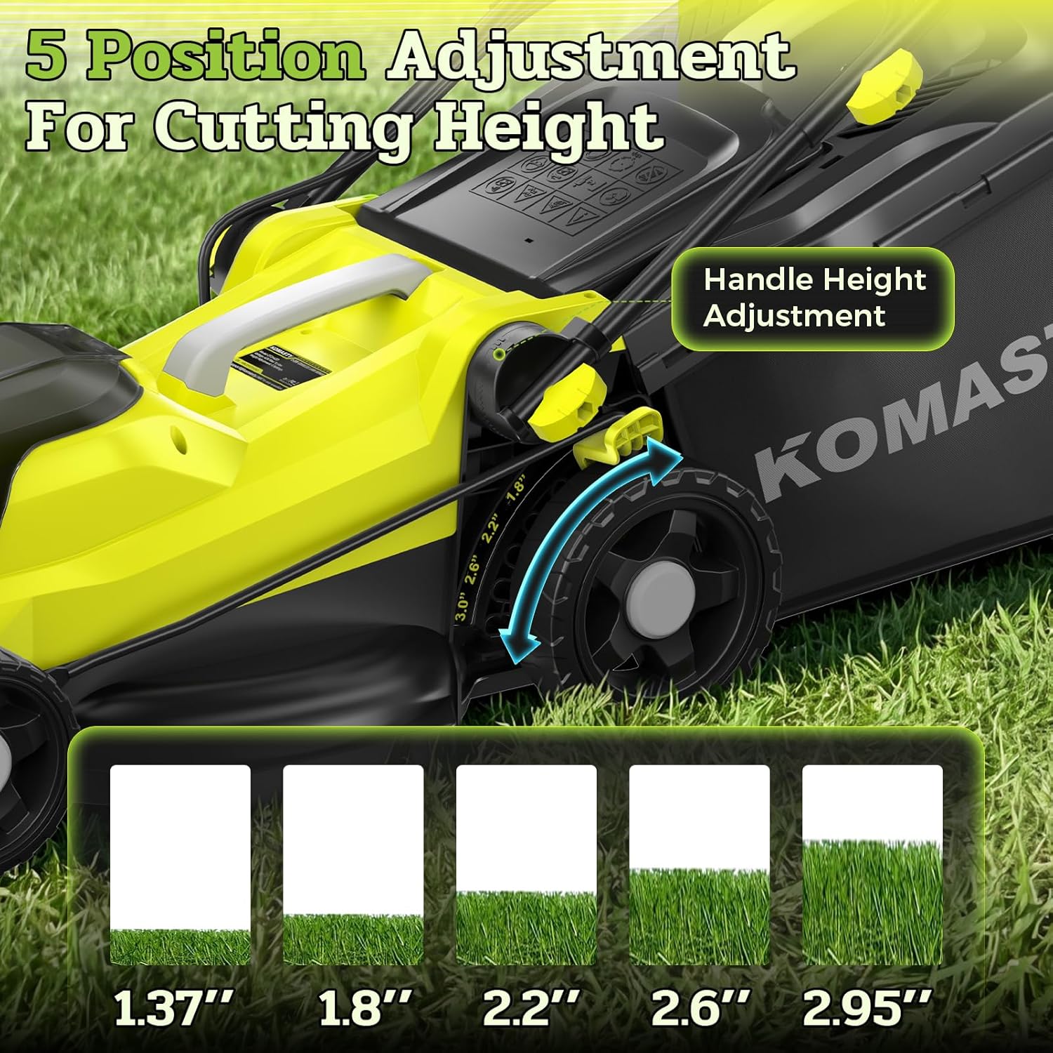 40V Electric Lawn Mower 15" Cordless Battery Powered Mower, 2 in 1 Mulching Lawnmower with 5-Position Height Adjustment 10.6 Gallon Bag, Small Push Lawn Trimmer, 2X4.0Ah Battery and 2 Chargers - Image 2