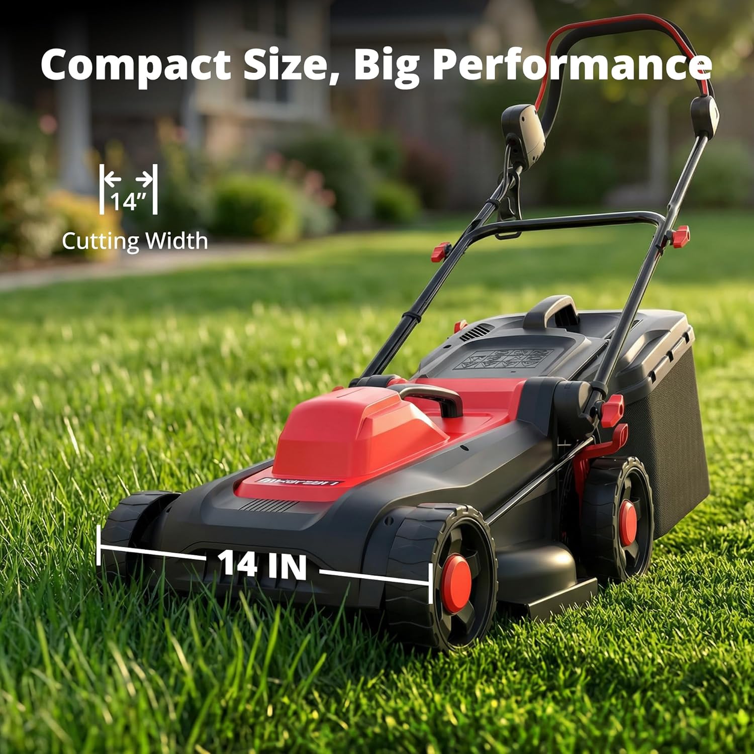 AMERISUN 14-Inch Corded Electric Lawn Mower, 12.5 Amp 3400RPM 2IN1 Mulching & 10-Gallon Collection Bag, Push Mower with 6-Position Cutting Height, Lightweight Electric Mower for Residential Yards - Image 4