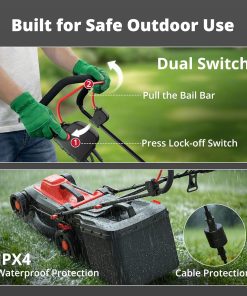 Alternative view of AMERISUN 14-Inch Corded Electric Lawn Mower, 12.5 Amp 3400RPM 2IN1 Mulching & 10-Gallon Collection Bag, Push Mower with 6-Position Cutting Height, Lightweight Electric Mower for Residential Yards