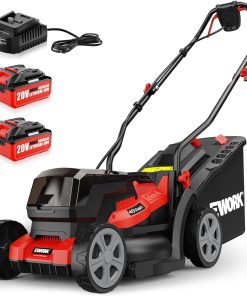 EWORK 40V Electric Lawn Mower Cordless, 14 Electric Push Mower with 2x4.0Ah Batteries & Charger, 3800RPM Motor, 6-Height Adjustment, 21Lbs Lightweight Battery Powered Lawnmower for Garden - 1